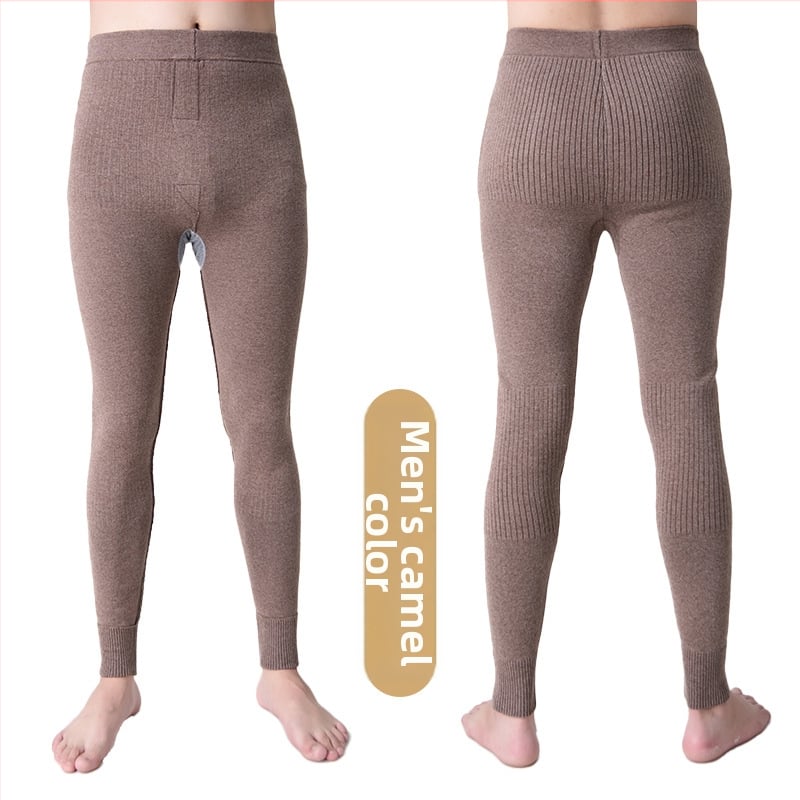 Unisex vunene hlače, visokoga pojasa, uski kroj, pletene prugaste, dvostruki sloj, srednja debljina, tople