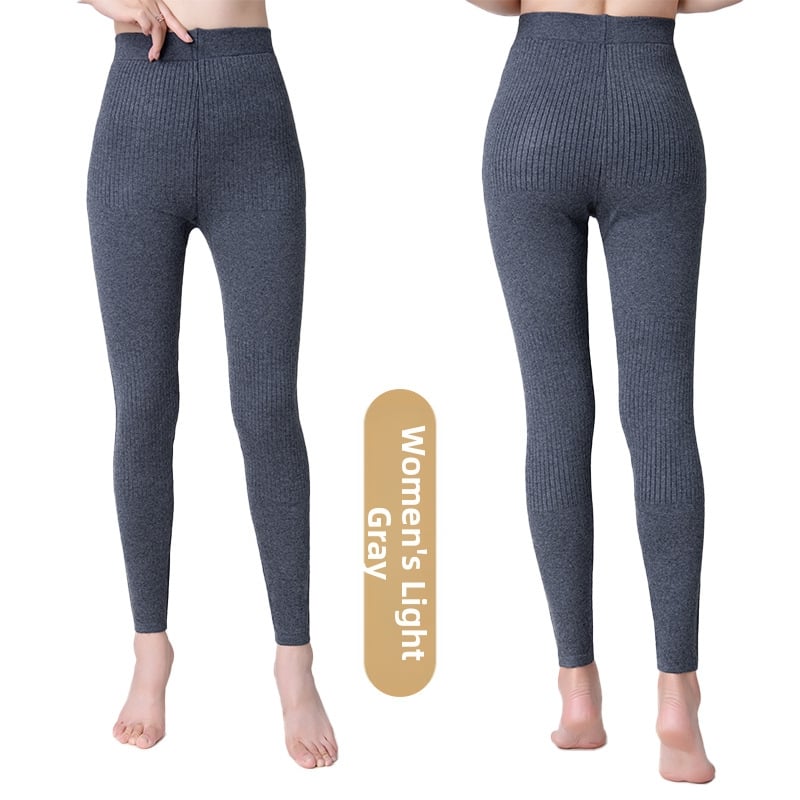 Unisex vunene hlače, visokoga pojasa, uski kroj, pletene prugaste, dvostruki sloj, srednja debljina, tople