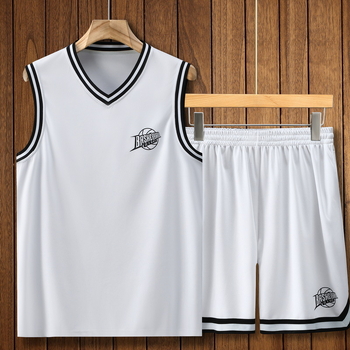 Ανδρικό σετ φανέλας μπάσκετ χωρίς μανίκια, Καλοκαίρι 2024, Πολυεστερικό ύφασμα γρήγορου στέγνωματος, Παντελόνια 3/4