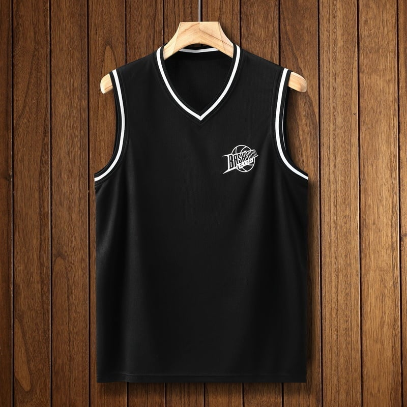 Ανδρικό σετ φανέλας μπάσκετ χωρίς μανίκια, Καλοκαίρι 2024, Πολυεστερικό ύφασμα γρήγορου στέγνωματος, Παντελόνια 3/4