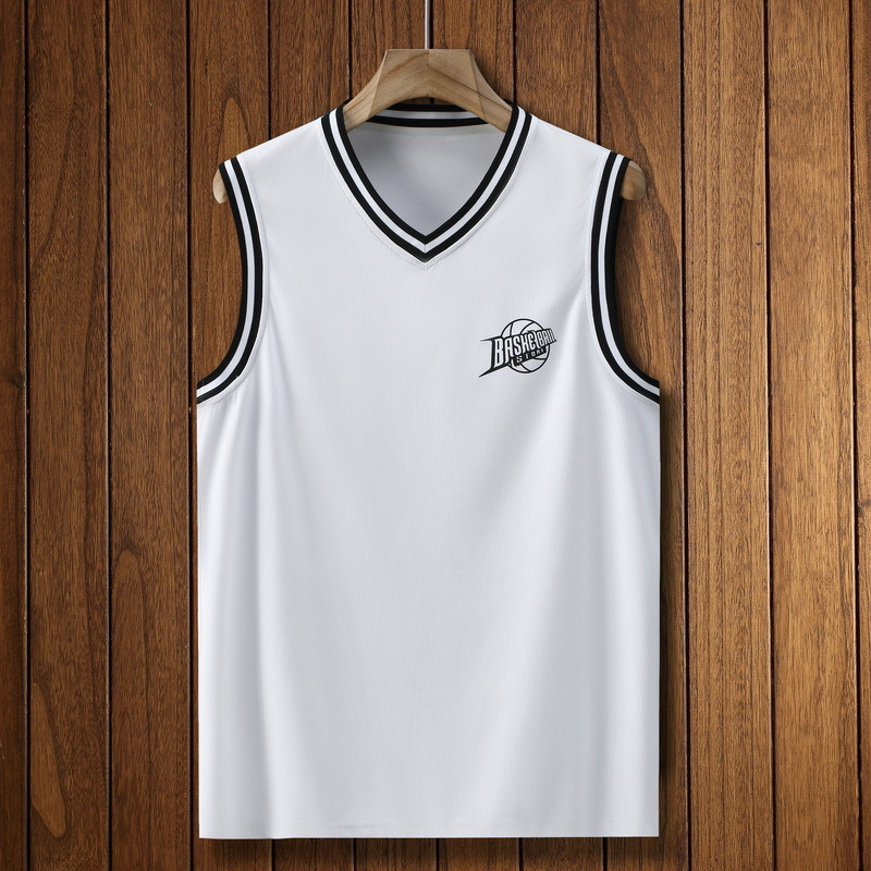 Ανδρικό σετ φανέλας μπάσκετ χωρίς μανίκια, Καλοκαίρι 2024, Πολυεστερικό ύφασμα γρήγορου στέγνωματος, Παντελόνια 3/4