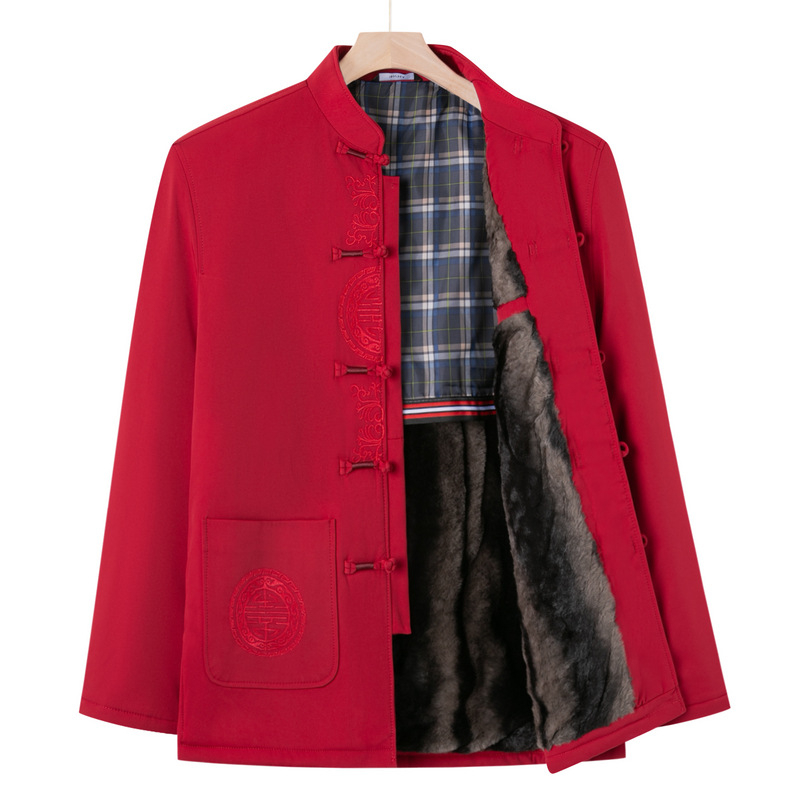 Väline ülerõivas keskealistele ja vanematele: pikkade varrukatega, seisav krae, talvine paks materjal, patch-taskud