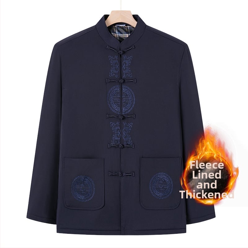 Väline ülerõivas keskealistele ja vanematele: pikkade varrukatega, seisav krae, talvine paks materjal, patch-taskud