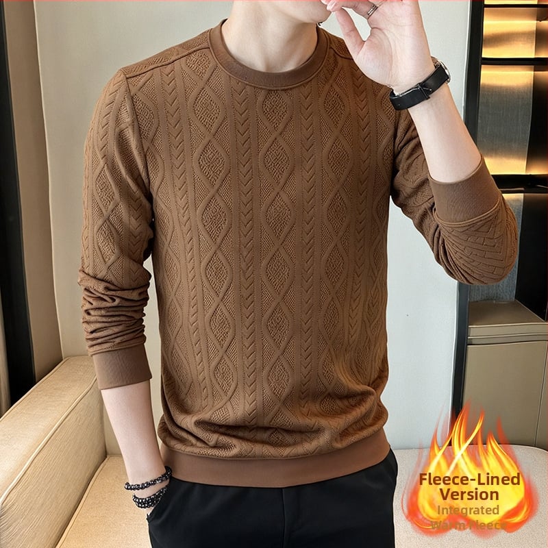 Ανδρικό μακρυμάνικο T-shirt με στρογγυλή λαιμό, για φθινόπωρο, στενή εφαρμογή, 85% πολυεστέρας