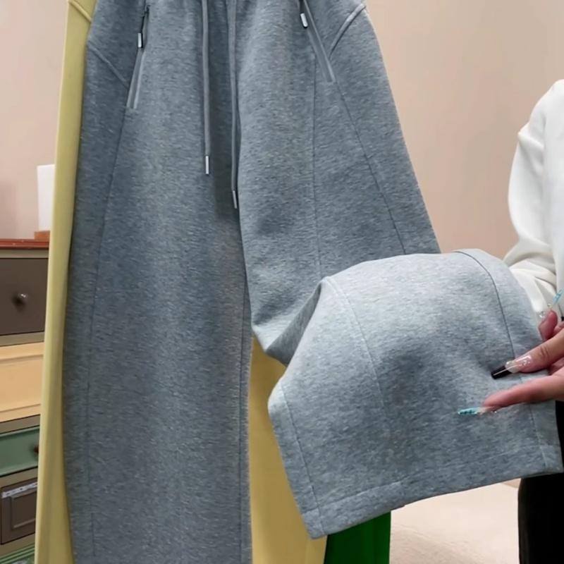 Casual ženske hlače s elastičnim pojasom, ravni kroj, opuštena silueta; tkanina: platno; vuna i regenerirana celuloza.