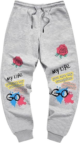 Casual fleece hlače, ravne krojenje, srednji pojas, zatvarač, Vinylon tkanina, otisnut uzorak, za proljeće i jesen