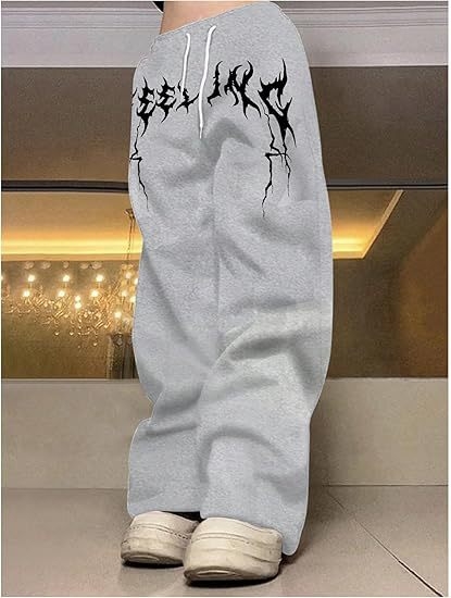 Casual fleece hlače, ravne krojenje, srednji pojas, zatvarač, Vinylon tkanina, otisnut uzorak, za proljeće i jesen