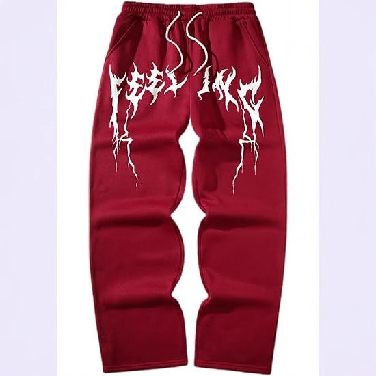 Casual fleece hlače, ravne krojenje, srednji pojas, zatvarač, Vinylon tkanina, otisnut uzorak, za proljeće i jesen