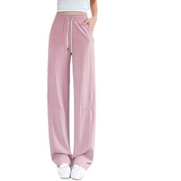 Casual ženske široke hlače - Ice Silk tkanina, visok struk, opušteni kroj, ljeto 2025