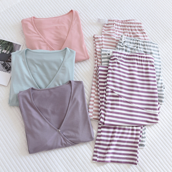 Grūtnieču naktsveļu komplekts: plāns modal-viskoze audums, garas piedurknes, vienkrāsains raksts, bez barošanas atvēruma