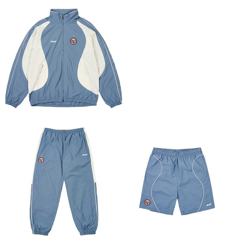 Női poliészter sportdzseki geometriás hímzéssel, álló gallér, cipzár, laza szabás