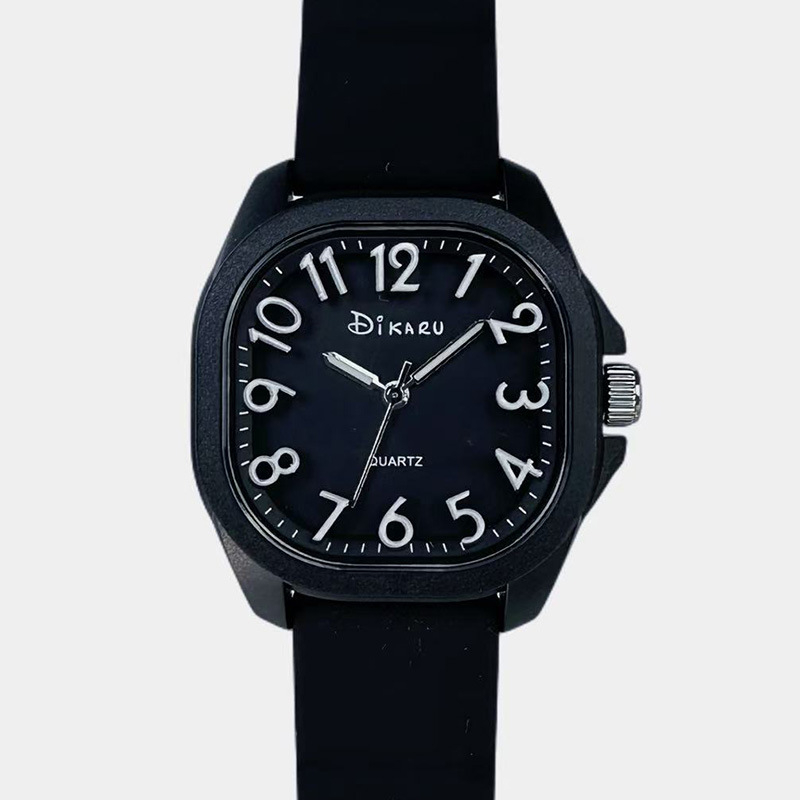 Unisex kvadratni sat, kvarcni mehanizam (Japan Seiko PC21), vodootpornost 30 m, kućište od PC-a, analogni prikaz