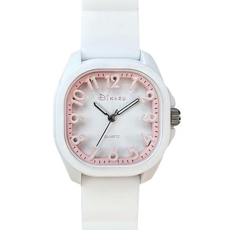 Unisex kvadratni sat, kvarcni mehanizam (Japan Seiko PC21), vodootpornost 30 m, kućište od PC-a, analogni prikaz