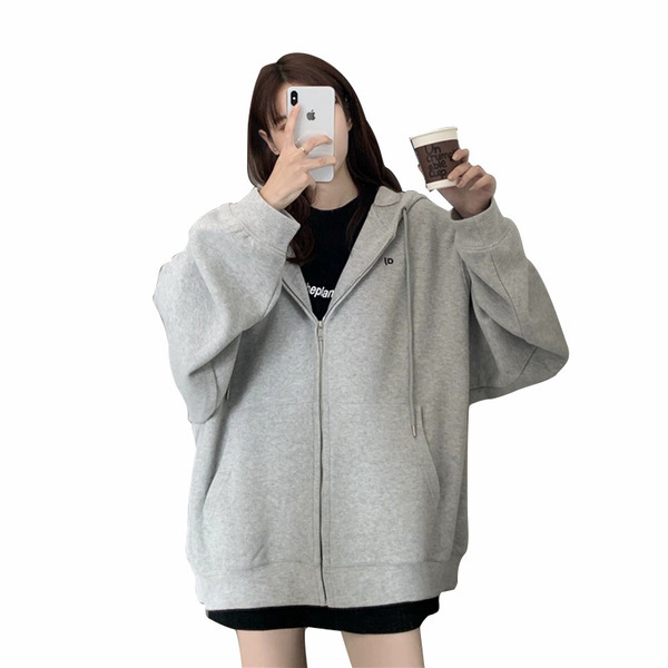 Ženski kardigan-sweatshirt s kapuljom i patentom, slobodan kroj, ultra kratka duljina, modalna tkanina, zima 2025