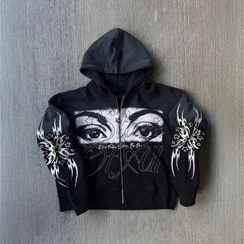 Ženski 3D print sa zipom hoodie-cardigan, kratka duljina, normalan kroj, dugi rukavi