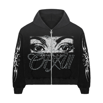 Ženski 3D print sa zipom hoodie-cardigan, kratka duljina, normalan kroj, dugi rukavi