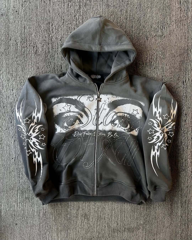 Ženski 3D print sa zipom hoodie-cardigan, kratka duljina, normalan kroj, dugi rukavi