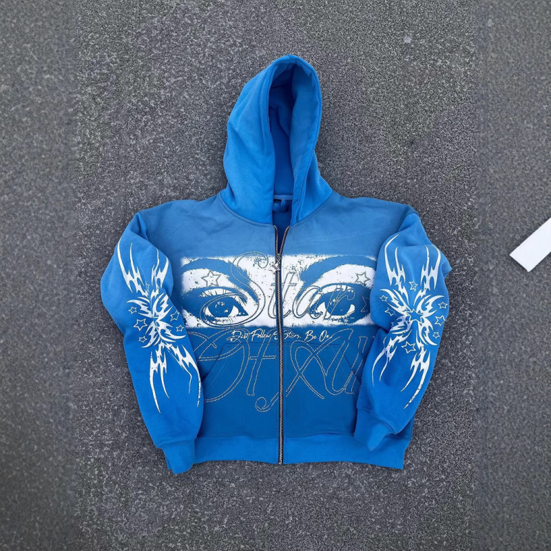 Ženski 3D print sa zipom hoodie-cardigan, kratka duljina, normalan kroj, dugi rukavi