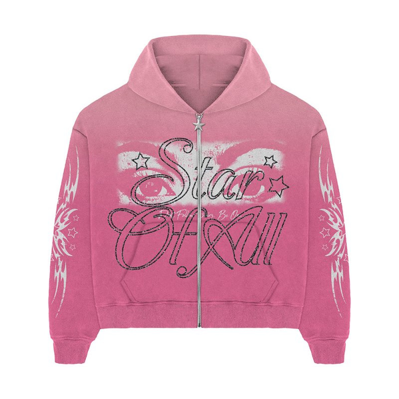 Ženski 3D print sa zipom hoodie-cardigan, kratka duljina, normalan kroj, dugi rukavi