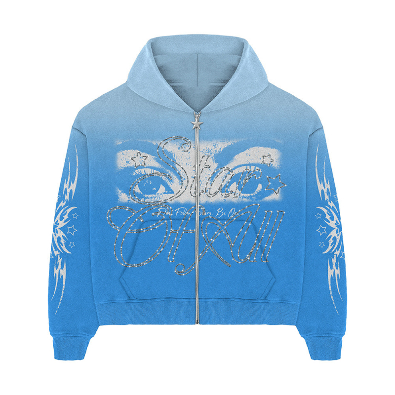 Ženski 3D print sa zipom hoodie-cardigan, kratka duljina, normalan kroj, dugi rukavi