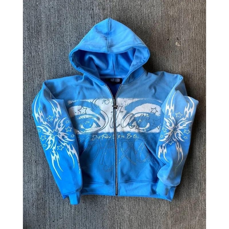 Ženski 3D print sa zipom hoodie-cardigan, kratka duljina, normalan kroj, dugi rukavi