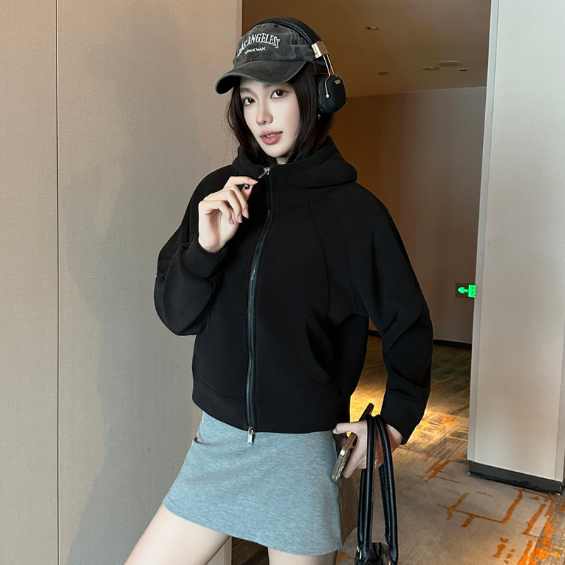 Дамски поларен кардиган с качулка и цип, oversize, Ori velvet полиестер/спандекс, есен 2025