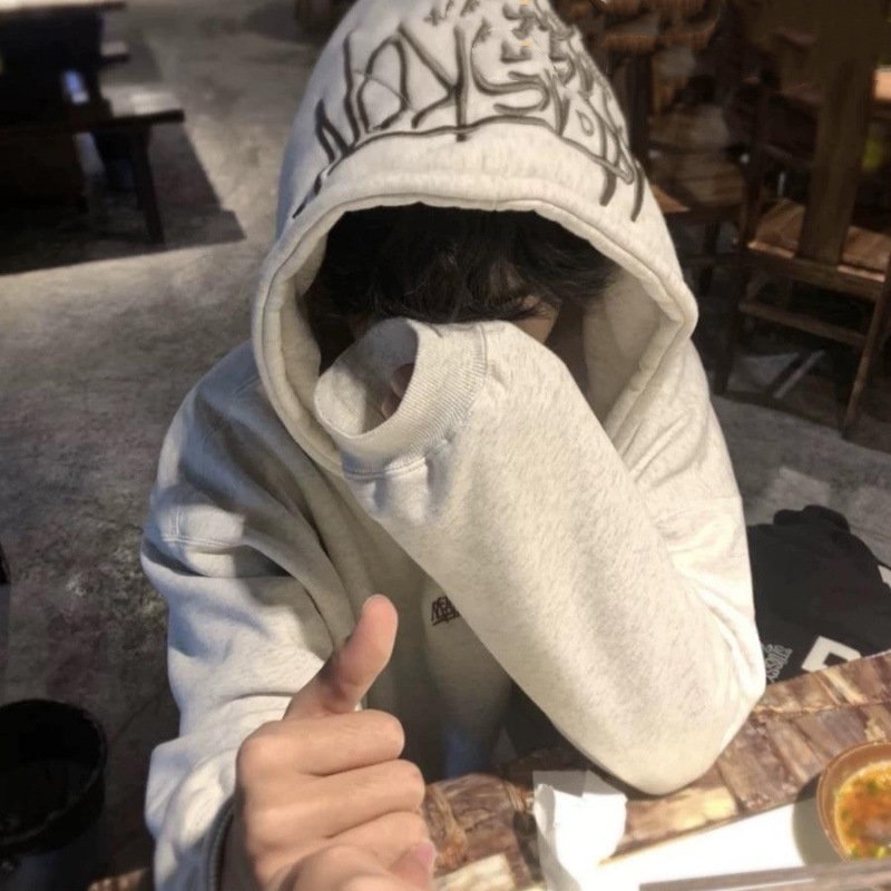 Φούτερ με κουκούλα, κεντημένα γράμματα, εσωτερική επένδυση από φλίς, χαλαρή γραμμή, πολυεστέρας