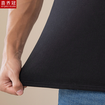 Vesta termică pentru bărbați cu căptușeală de fleece, dublu strat, guler rotund, stil pulover, poliester