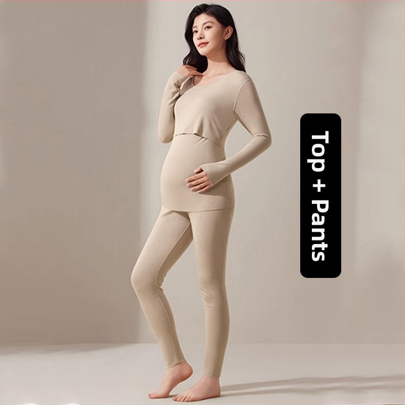 Grūtnieču un barošanas apģērbu komplekts – garas piedurknes, barošanas atvērums, poliesters 90–95% + spandex, ziemas izdevums 2025