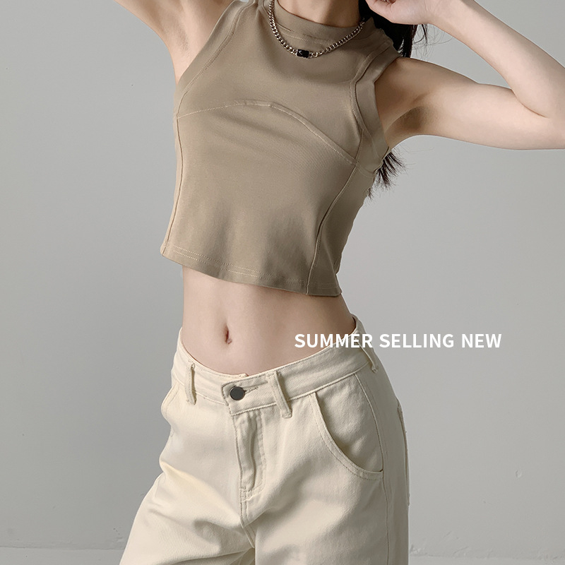 Ženski bezrukavni top u sling stilu – Slim fit (Pamuk 70–80%, Poliester <30%, Duljina 40–50 cm)