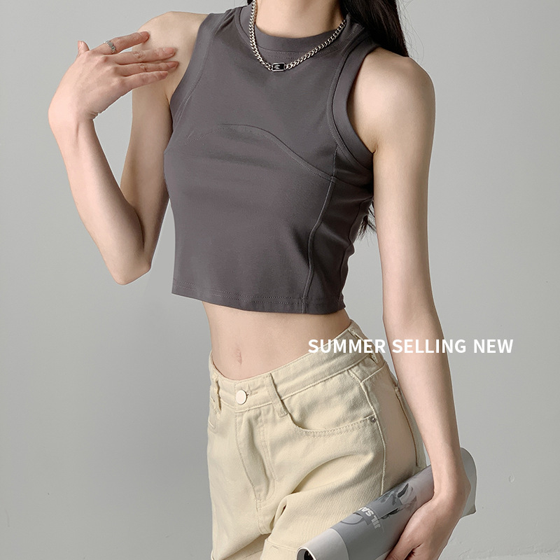 Ženski bezrukavni top u sling stilu – Slim fit (Pamuk 70–80%, Poliester <30%, Duljina 40–50 cm)