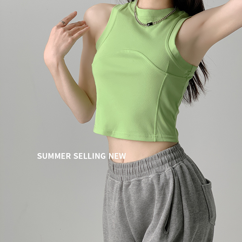 Ženski bezrukavni top u sling stilu – Slim fit (Pamuk 70–80%, Poliester <30%, Duljina 40–50 cm)