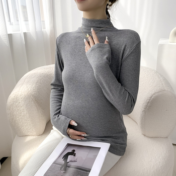 Grūtniecības topa džemperis ar pusaugstā kakla, adīts materiāls, galvenā sastāva 30–50%, garas piedurknes, slaids piegriezums