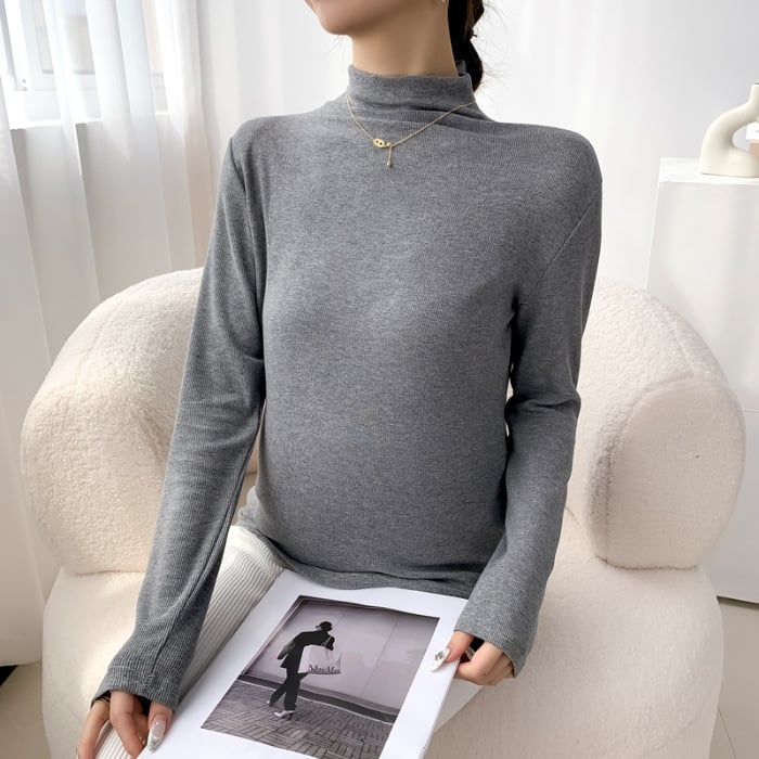 Grūtniecības topa džemperis ar pusaugstā kakla, adīts materiāls, galvenā sastāva 30–50%, garas piedurknes, slaids piegriezums