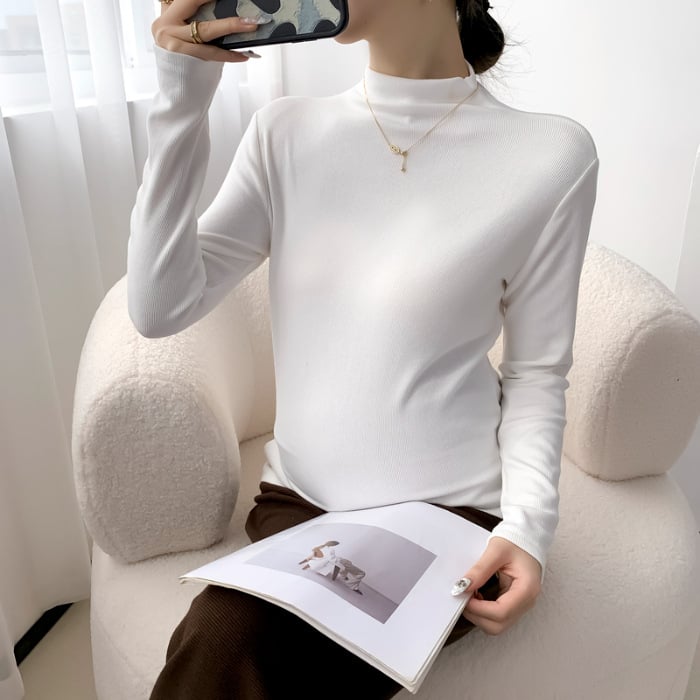 Grūtniecības topa džemperis ar pusaugstā kakla, adīts materiāls, galvenā sastāva 30–50%, garas piedurknes, slaids piegriezums