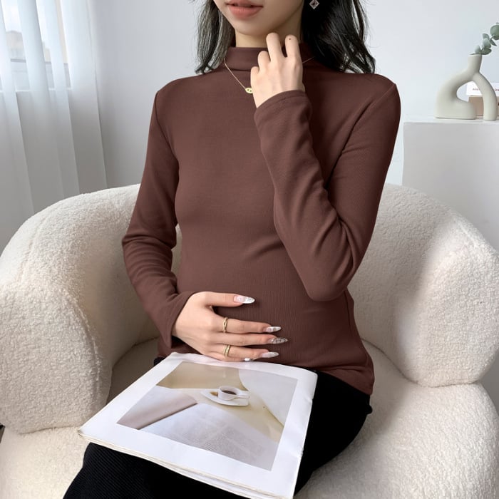 Grūtniecības topa džemperis ar pusaugstā kakla, adīts materiāls, galvenā sastāva 30–50%, garas piedurknes, slaids piegriezums