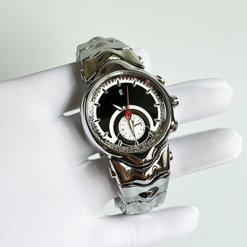Muški sat inspiriran Y2K, neobičnog oblika brojčanika, retro veliki brojčanik, svijetleći brojčanik, kalendar, 44 mm, kvarcni mehanizam, čelični kaiš