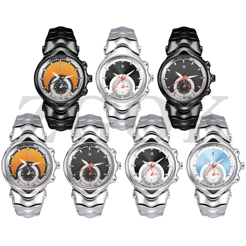 Muški sat inspiriran Y2K, neobičnog oblika brojčanika, retro veliki brojčanik, svijetleći brojčanik, kalendar, 44 mm, kvarcni mehanizam, čelični kaiš