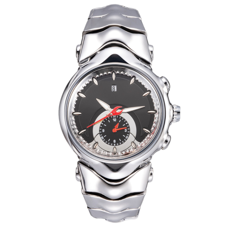 Muški sat inspiriran Y2K, neobičnog oblika brojčanika, retro veliki brojčanik, svijetleći brojčanik, kalendar, 44 mm, kvarcni mehanizam, čelični kaiš