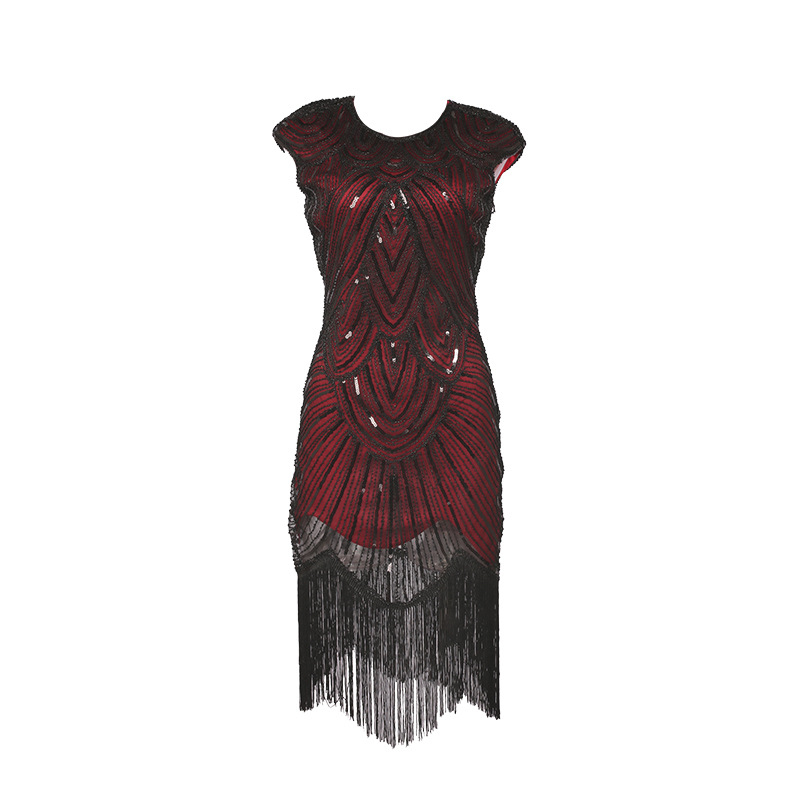 Kleit paljettide ja helmmetega, polüesterkangas, kitsas lõige, madal vöökoht, pikkus 104–114 cm (Polüester; kitsas lõige; madal vöökoht; pikkus 104–114 cm; Kevad 2025)