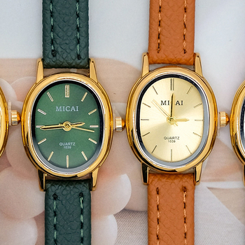 Micai Mc001 Analóg karóra ovális számlappal, bőrszíj, quartz mozgás