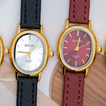 Micai Mc001 Analóg karóra ovális számlappal, bőrszíj, quartz mozgás