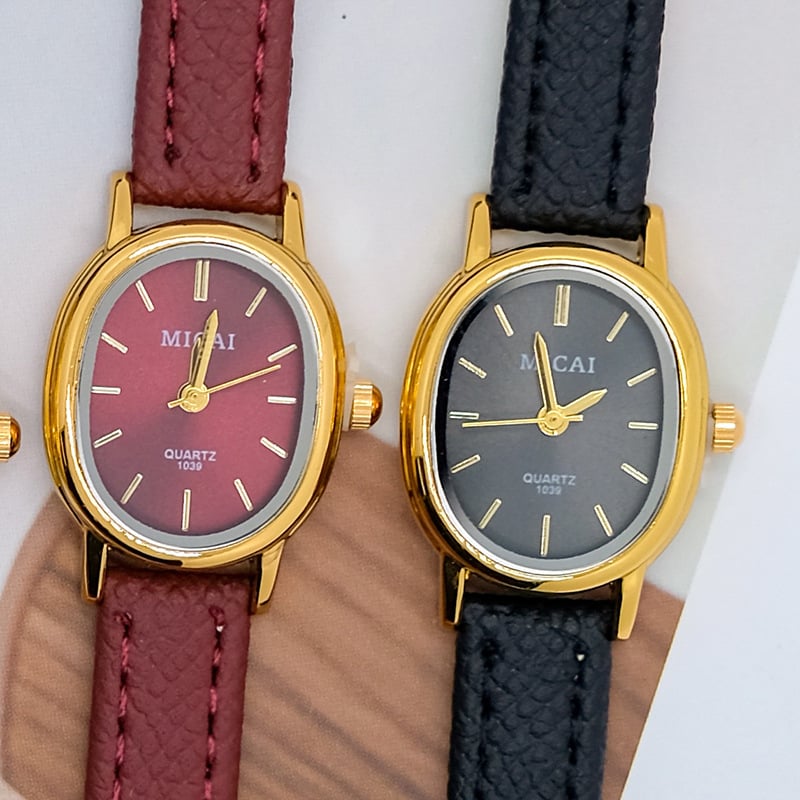 Micai Mc001 Analóg karóra ovális számlappal, bőrszíj, quartz mozgás