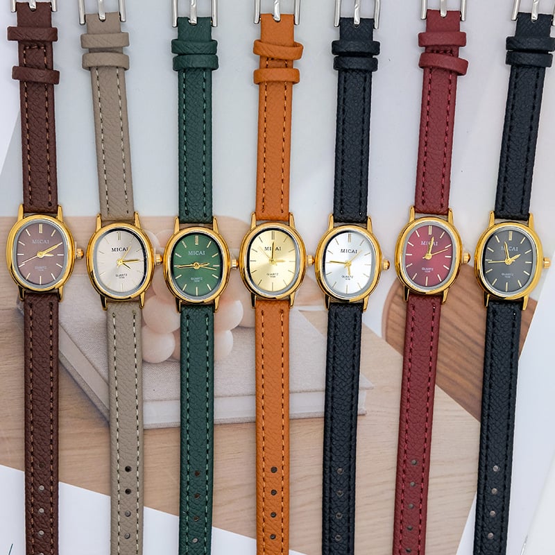 Micai Mc001 Analóg karóra ovális számlappal, bőrszíj, quartz mozgás