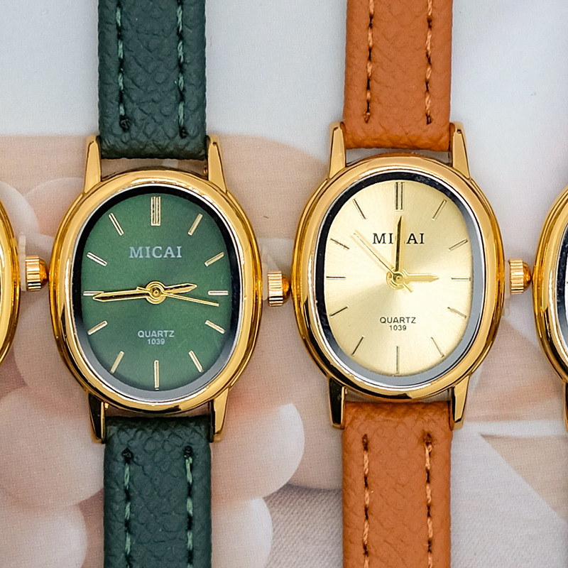 Micai Mc001 Analóg karóra ovális számlappal, bőrszíj, quartz mozgás