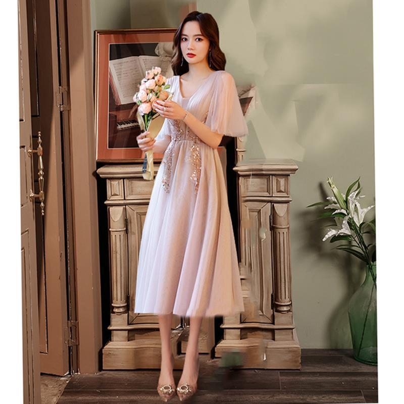 Vakarinių suknelė banketui, A linijos siluetas, vidurinis liemuo, balioninės ilgos rankovės, ilga suknelė