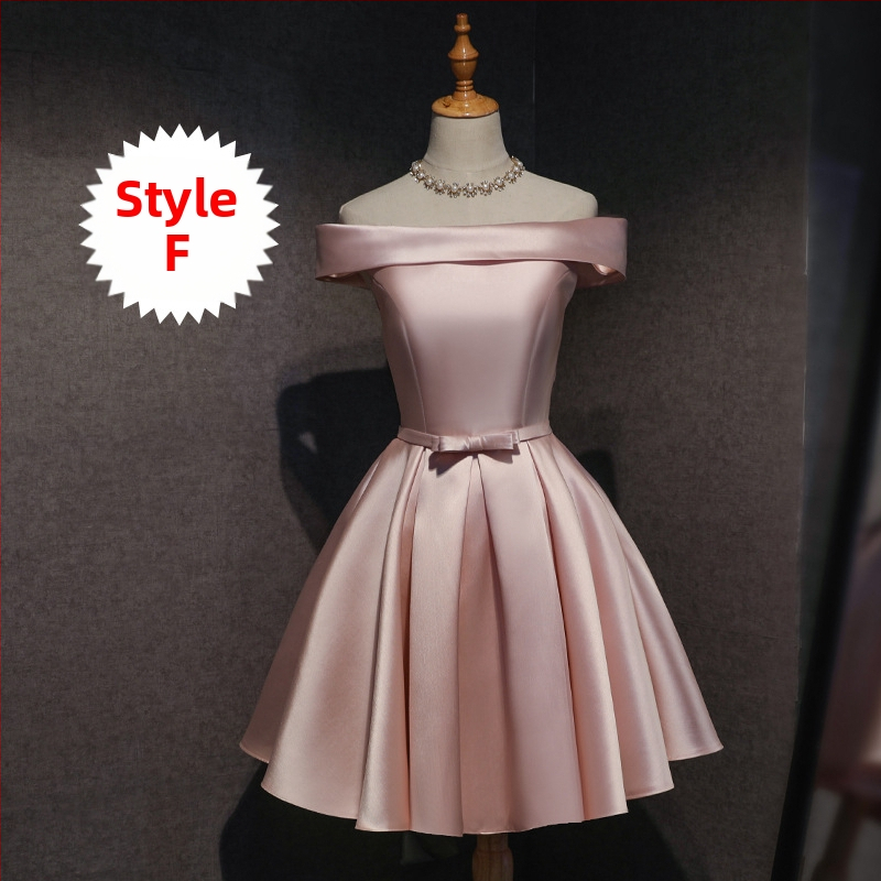 Pruutneitside kleit, lühikese mangas, Sling krae, Itaalia krae, Polyester Braze Dimension kangas, pulmapäevaks