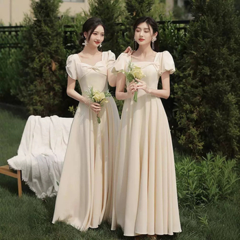 Palydėtojos suknelė, A linijos siluetas, Gilus V iškirptė, ¾ rankovės, Ilga suknelė, Poliesterio mišinys 30–50% + 50–70%