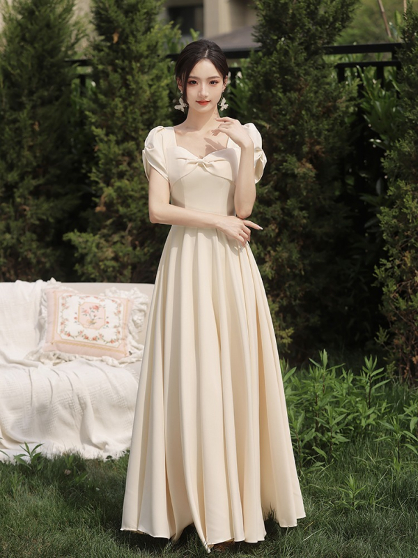 Palydėtojos suknelė, A linijos siluetas, Gilus V iškirptė, ¾ rankovės, Ilga suknelė, Poliesterio mišinys 30–50% + 50–70%