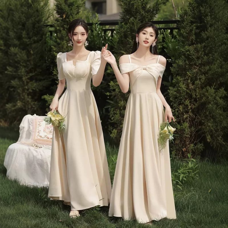 Palydėtojos suknelė, A linijos siluetas, Gilus V iškirptė, ¾ rankovės, Ilga suknelė, Poliesterio mišinys 30–50% + 50–70%